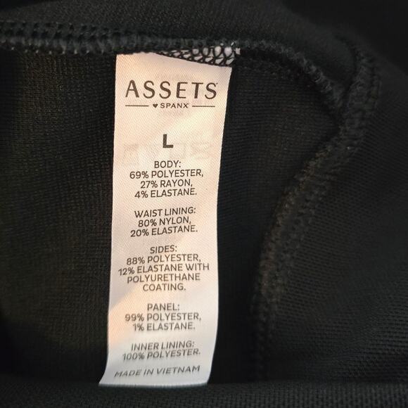Assets Spanx Black Faux Leather Accents Moto Athletic Leggings L - Picture 5 of 5